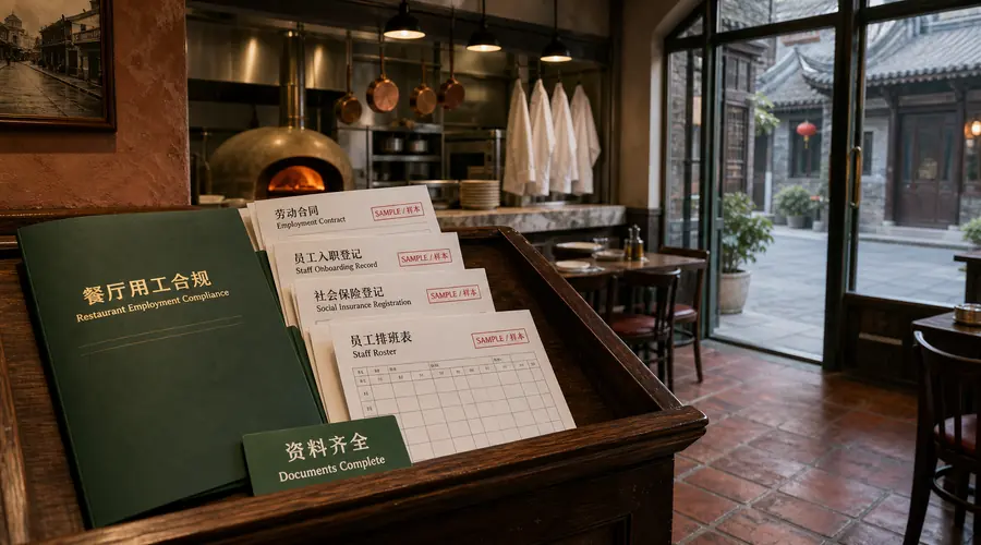 China restaurant labour contract and staff ID sample